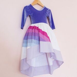 Pleiades Designs Velvet Purple Unicorn Rainbow Dress